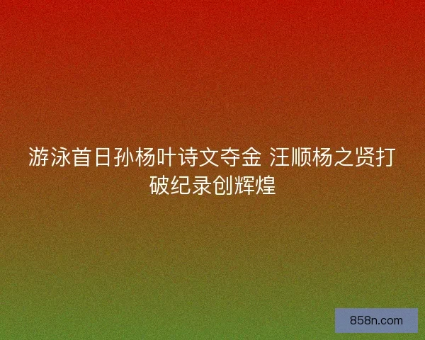 游泳首日孙杨叶诗文夺金 汪顺杨之贤打破纪录创辉煌