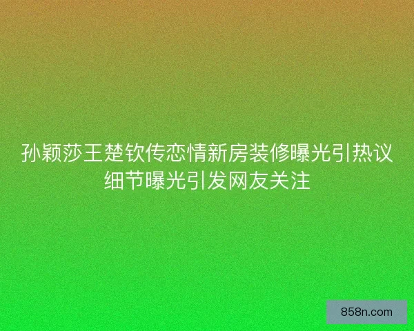 孙颖莎王楚钦传恋情新房装修曝光引热议细节曝光引发网友关注